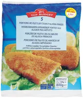 Portions de filets de colin d'alaska enrobees de chapelure croustillante