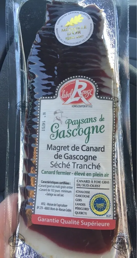 Magret de canard de gascogne seché tranché
