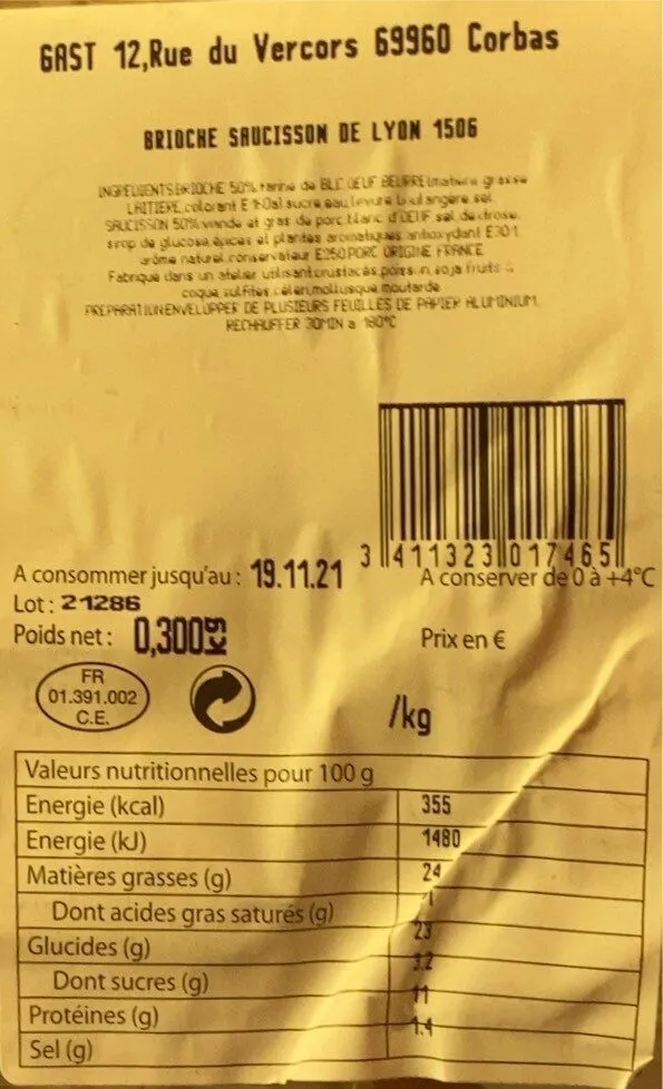 Brioche saucisson de lyon