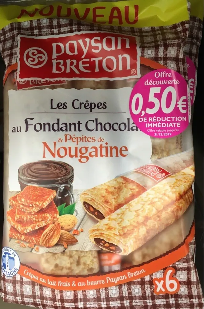 Crêpes au Fondant Chocolat & Pépites de Nougatine