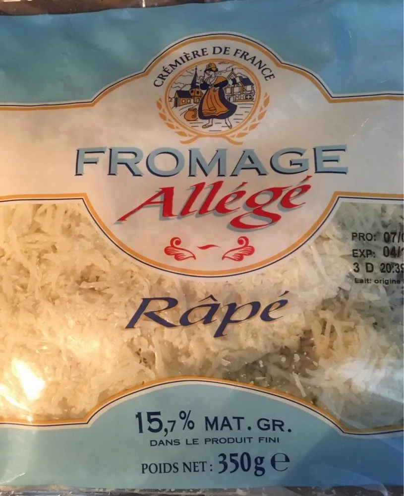 Fromage allégé râpé
