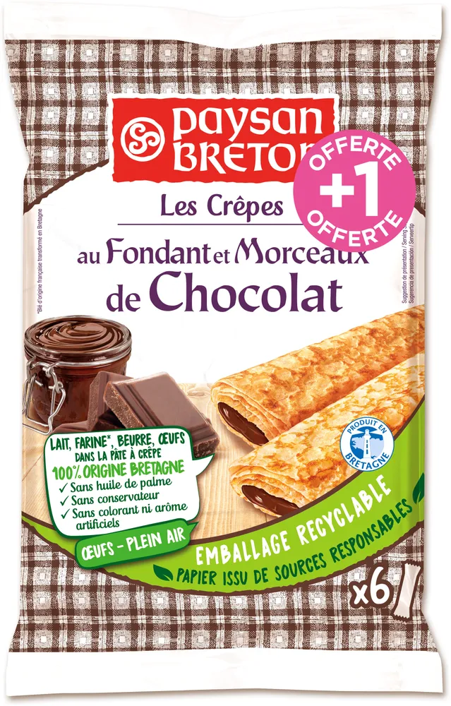 Paysan Breton - Les Crêpes au fondant et morceaux de chocolat X6+1