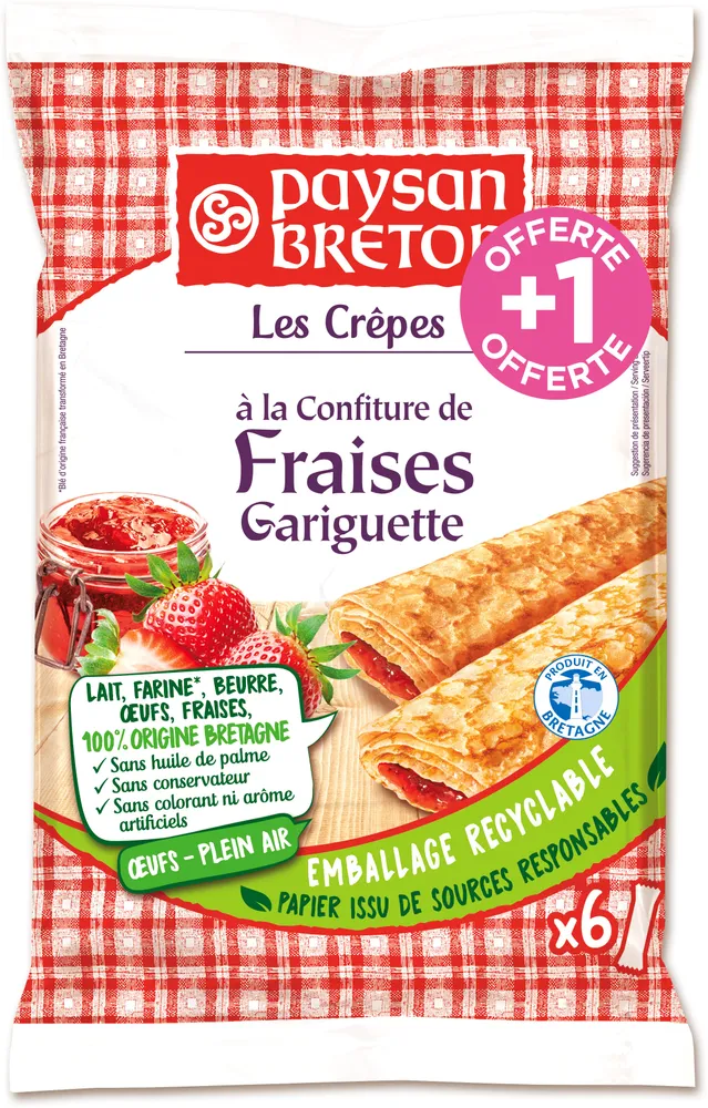 Paysan Breton - Les Crêpes à la confiture de fraises Gariguette X6+1