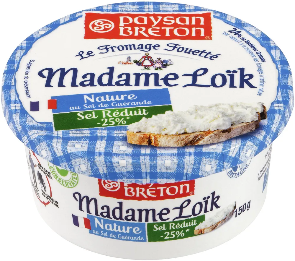 Paysan Breton - Le Fromage Fouetté Madame Loïk - Nature au Sel de Guérande - Sel réduit -25%