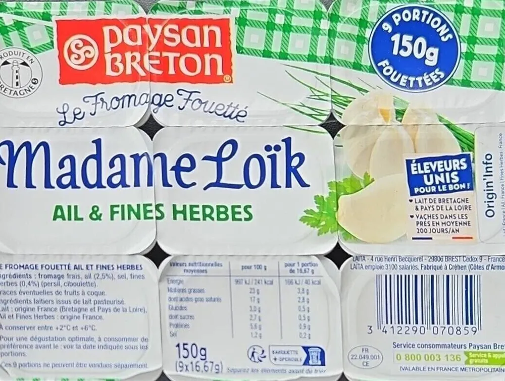 Le Fromage Fouetté AIL & FINES HERBES