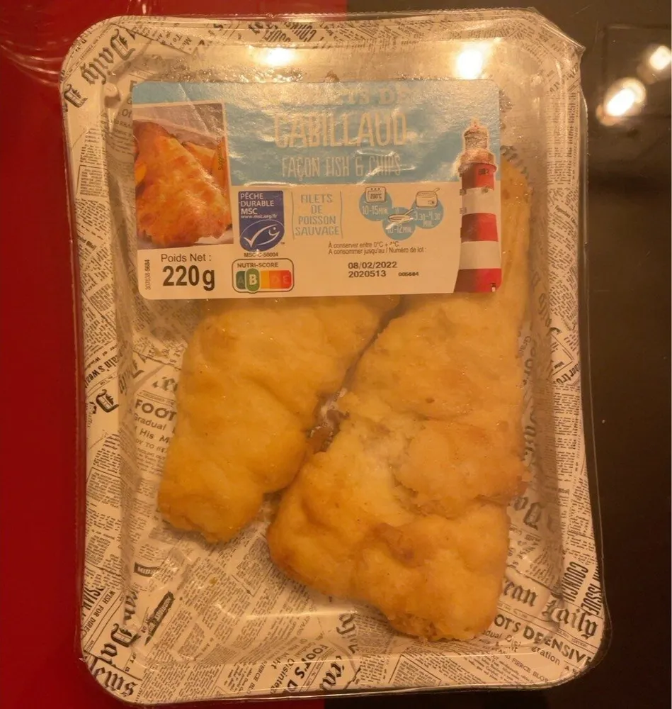 2 FILETS DE CABILLAUD FAÇON FISH&CHIPS