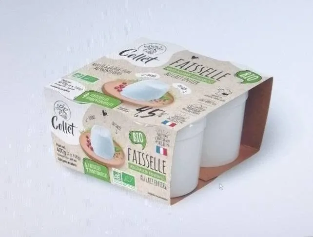 Faisselle bio, fromage blanc au lait pasteurise, les 4 pots de