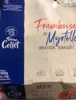 Yaourt brassé au lait entier framboise ou myrtille