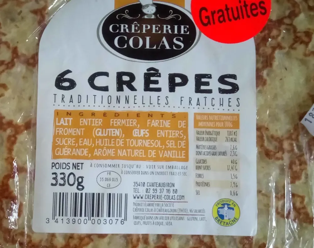 Crêpes traditionnelles fraiches