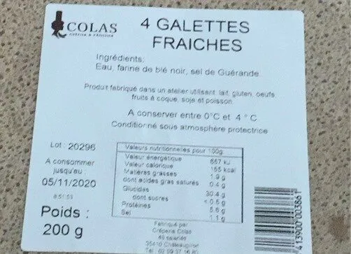 Galettes fraiches
