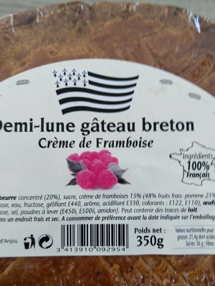 Demi-lunes gâteau breton crème framboise