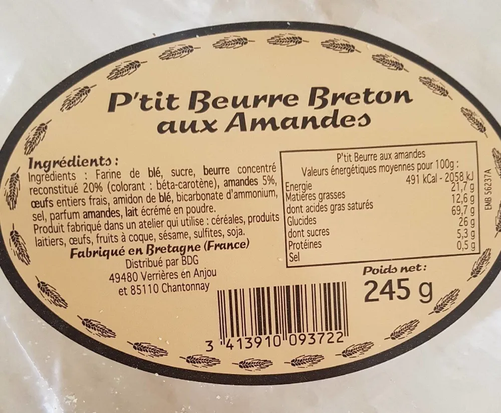 P'tit beurre breton aux amandes