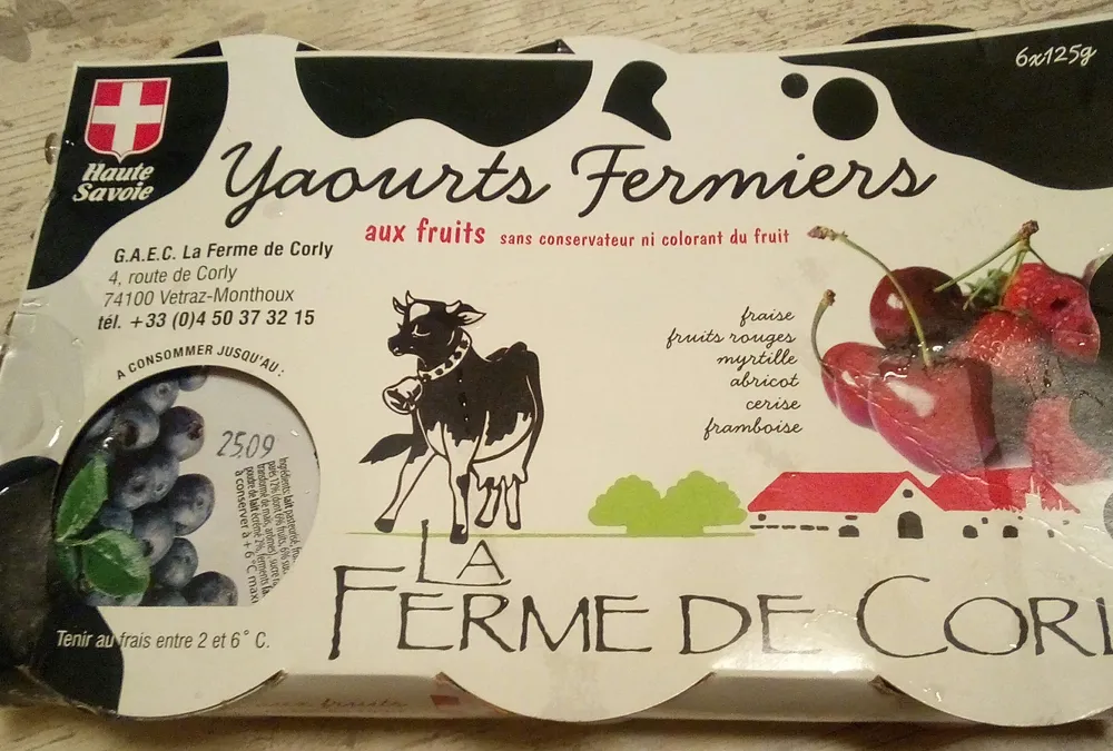 Yaourts fermiers aux fruits LA FERME DE CORLY