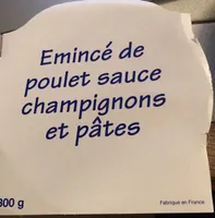 Émincé de Poulet sauce Champignons et pâtes