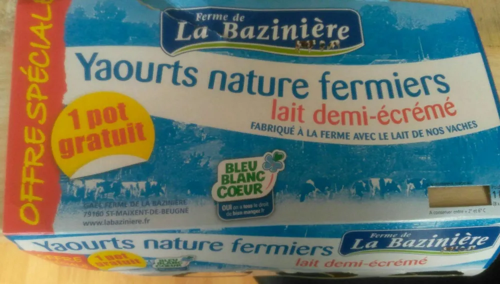 Yaourt nature fermiers lait demi-écrémé