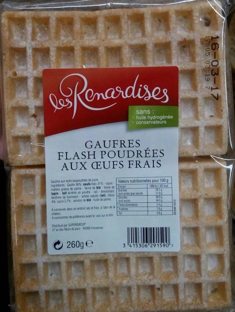 Gaufres flash poudrées aux oeufs frais
