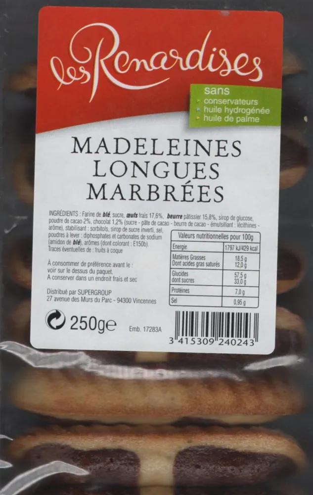 Madeleines Longues Marbrées