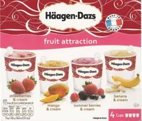 Fruit attraction (strawberries & cream, mango & cream, summer berries & cream, banana & cream)