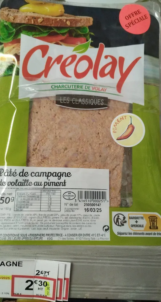 Paté volaille campagne piment