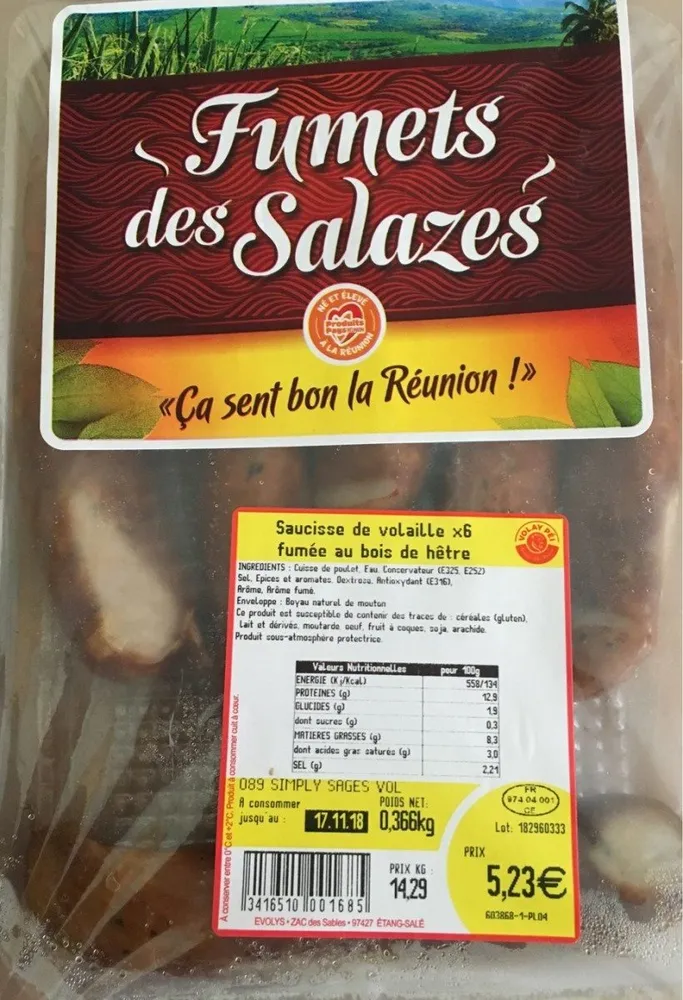Saucisse de volaille x6 fumée au bois de hêtre