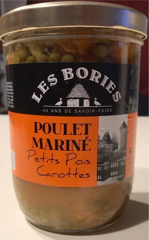 Poulet mariné petits pois carottes