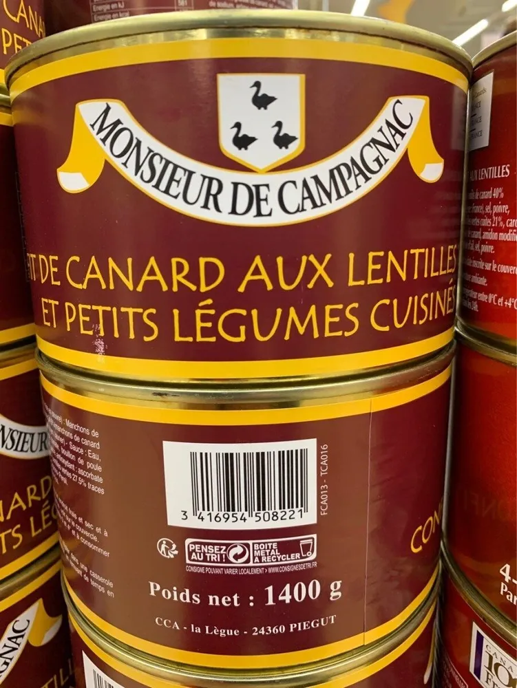 Confit de canard aux lentilles