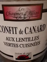 B.confit Canard / Lentilles 750G Chaumes Allias