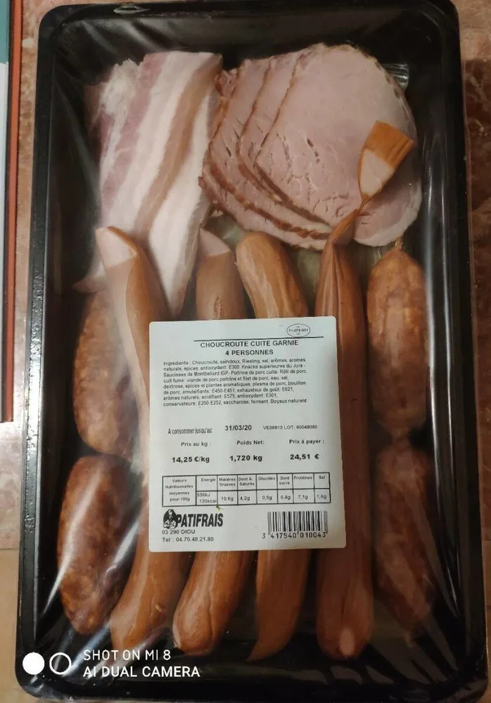 Choucroute cuite garnie