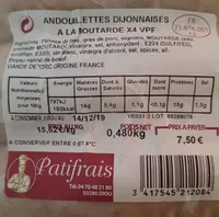 ANDOUILLES DIJONNAISE A LA MOUTARDE