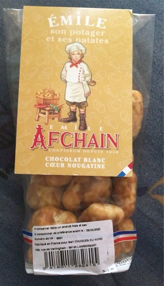 Chocolat blanc coeur nougatine