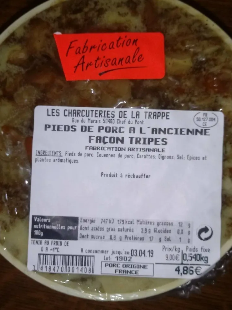 Pieds de porc à l'ancienne façon tripes