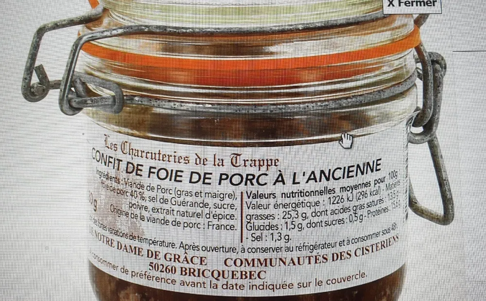 Confit de foie de porc à l'ancienne, 180g