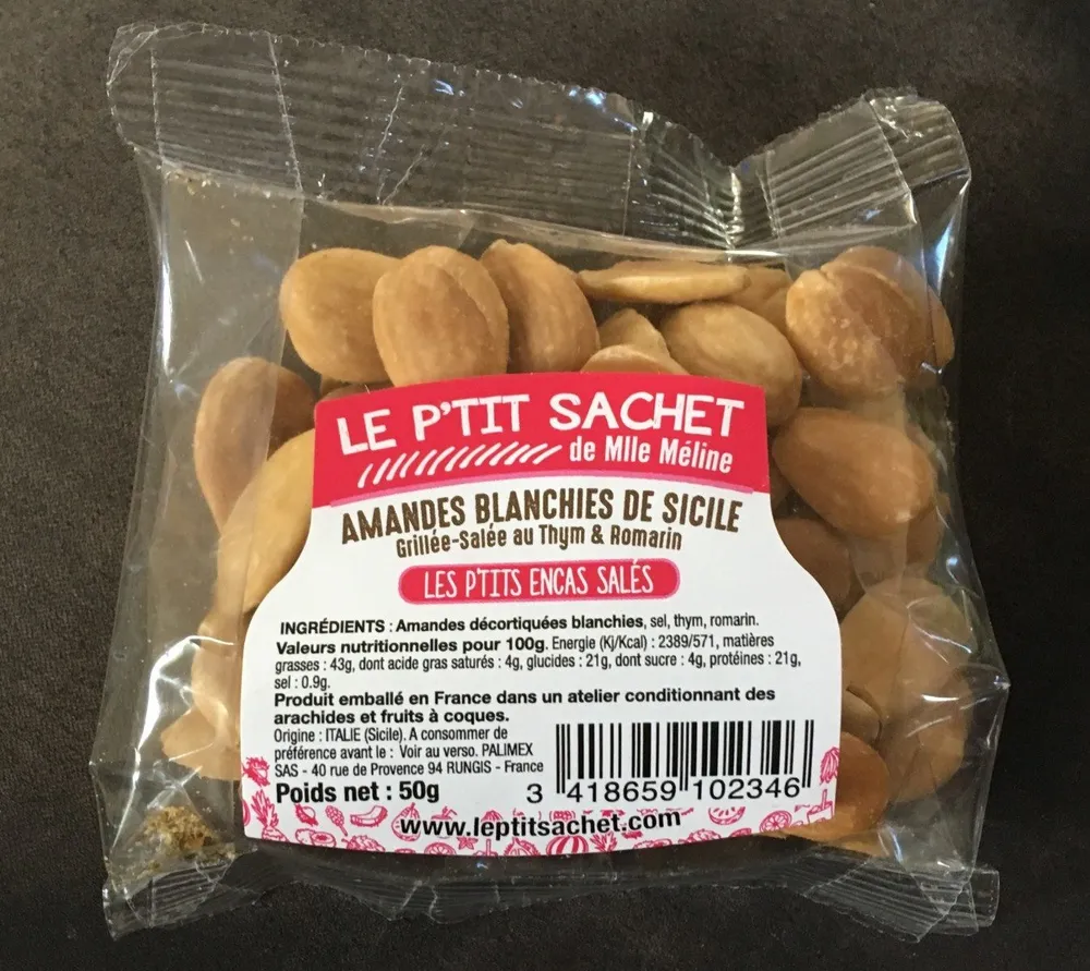 Amandes blanchies de Sicile grillee-salee au thym & romarin