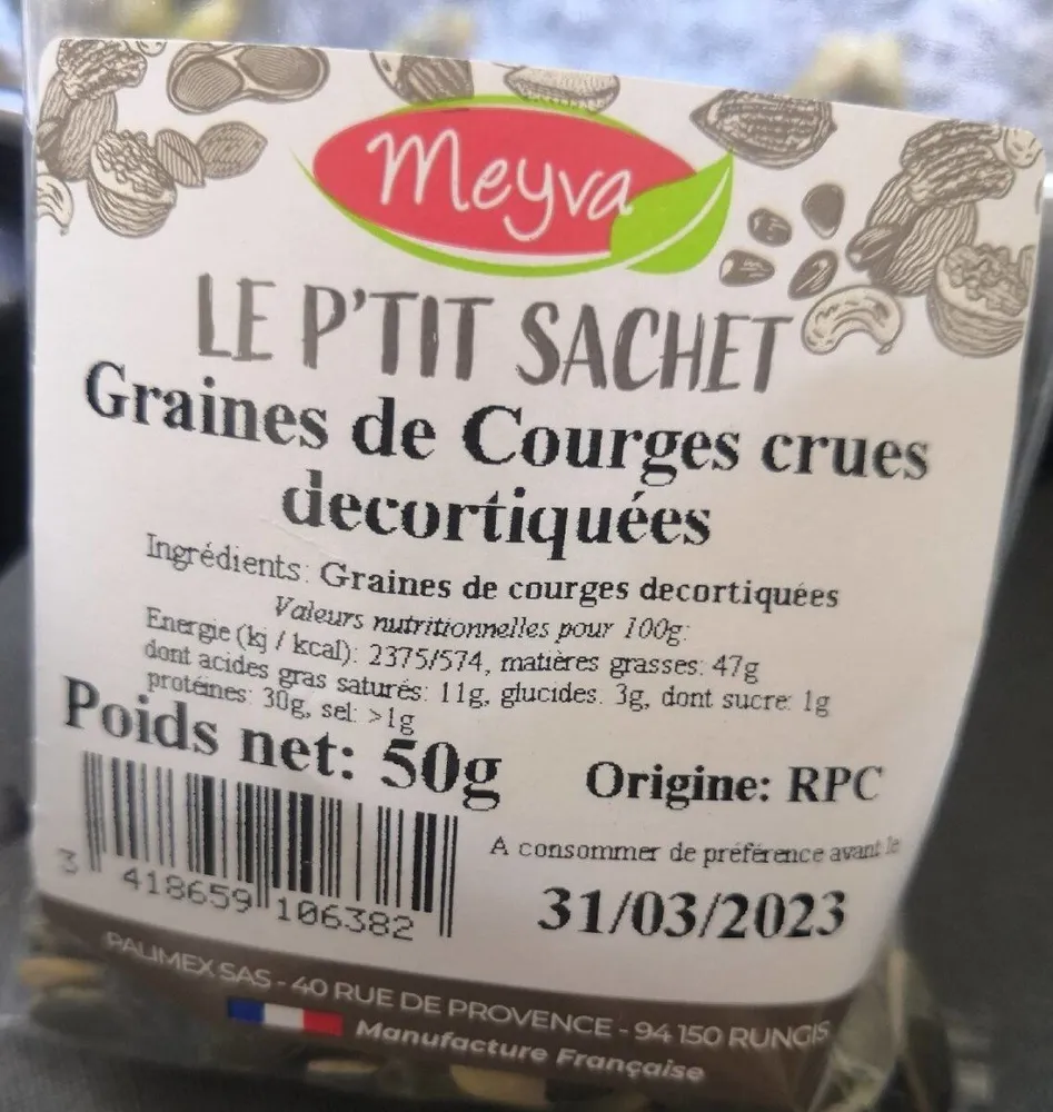 Graines de courges crues décortiquées