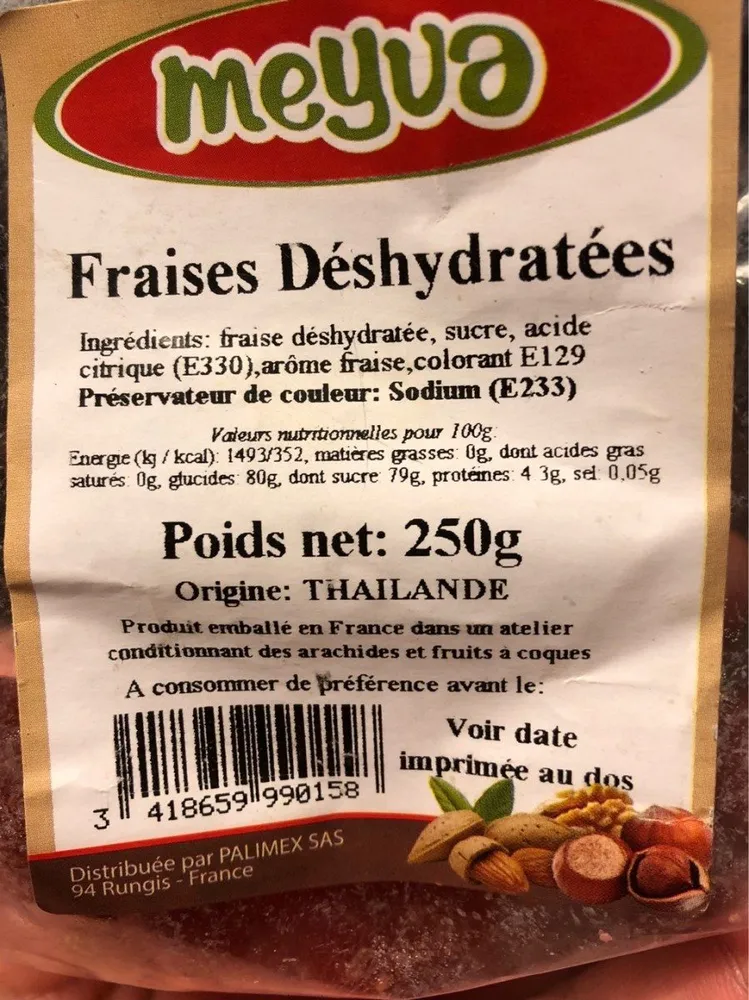 Fraises deshydratees