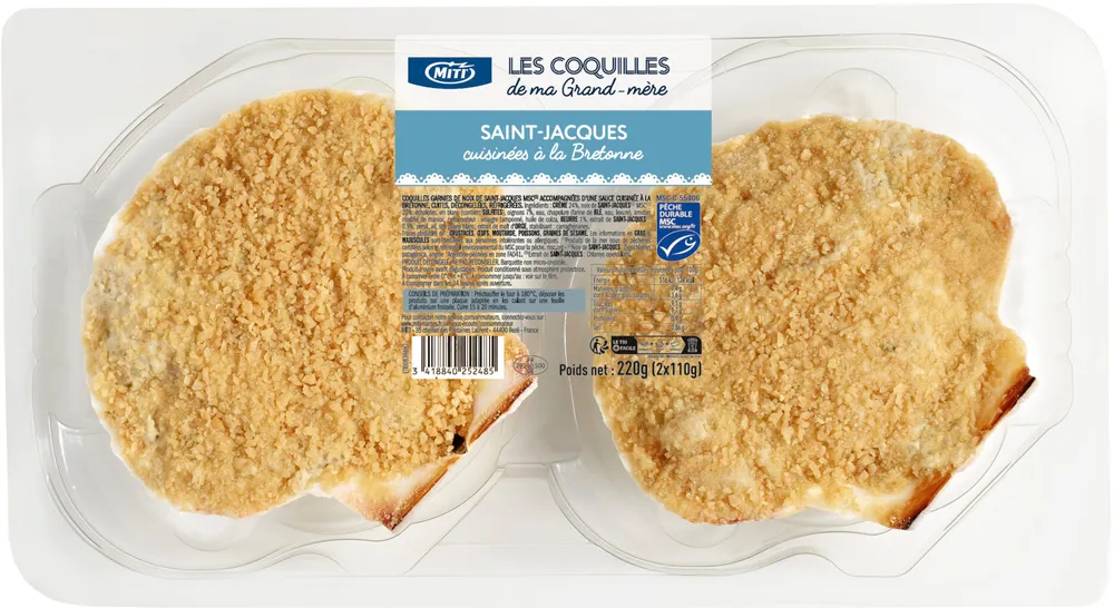 Coquilles Saint-Jacques MSC cuisinées à la Bretonne - 220g - Frais
