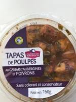 Tapas de Poulpes au caviar d'aubergines et poivrons