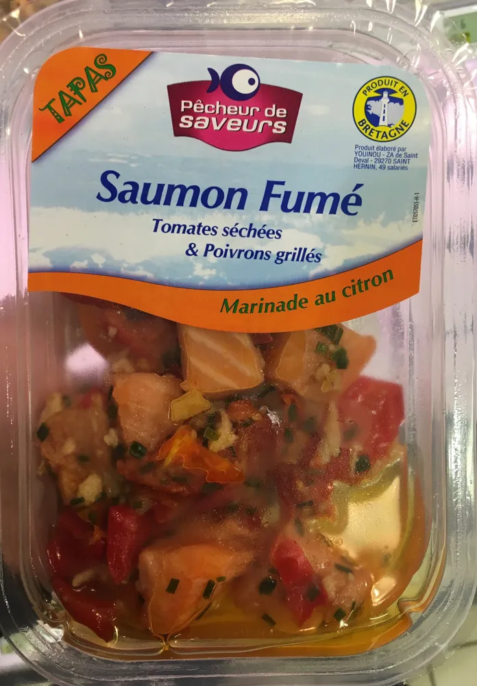 Tapas Saumon fumé tomates séchées & poivrons grillés marinade au citron