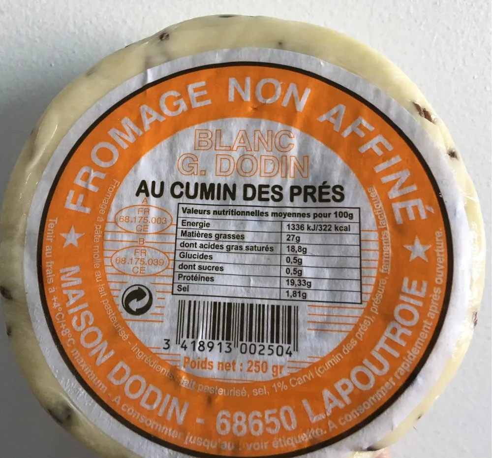 Fromage non affiné - Blanc G. Dodin au cumin des prés