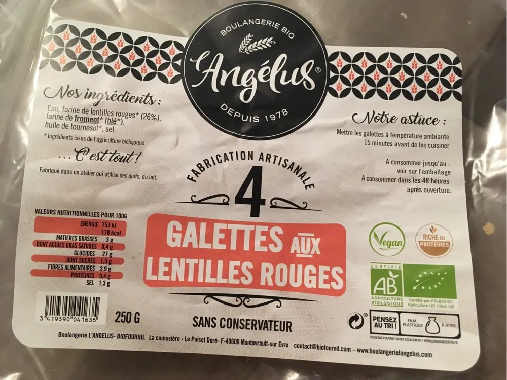 Galettes aux lentilles rouges