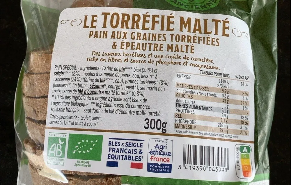 Pain aux graines torréfiées & épeautre malté
