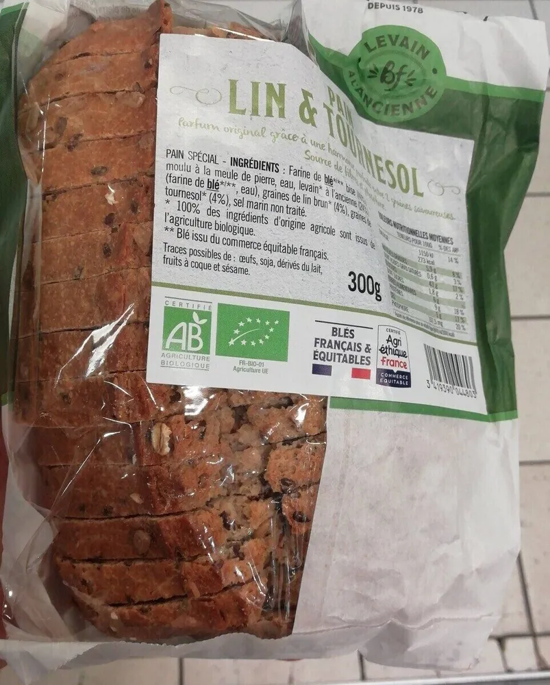 Pain lin tournesol
