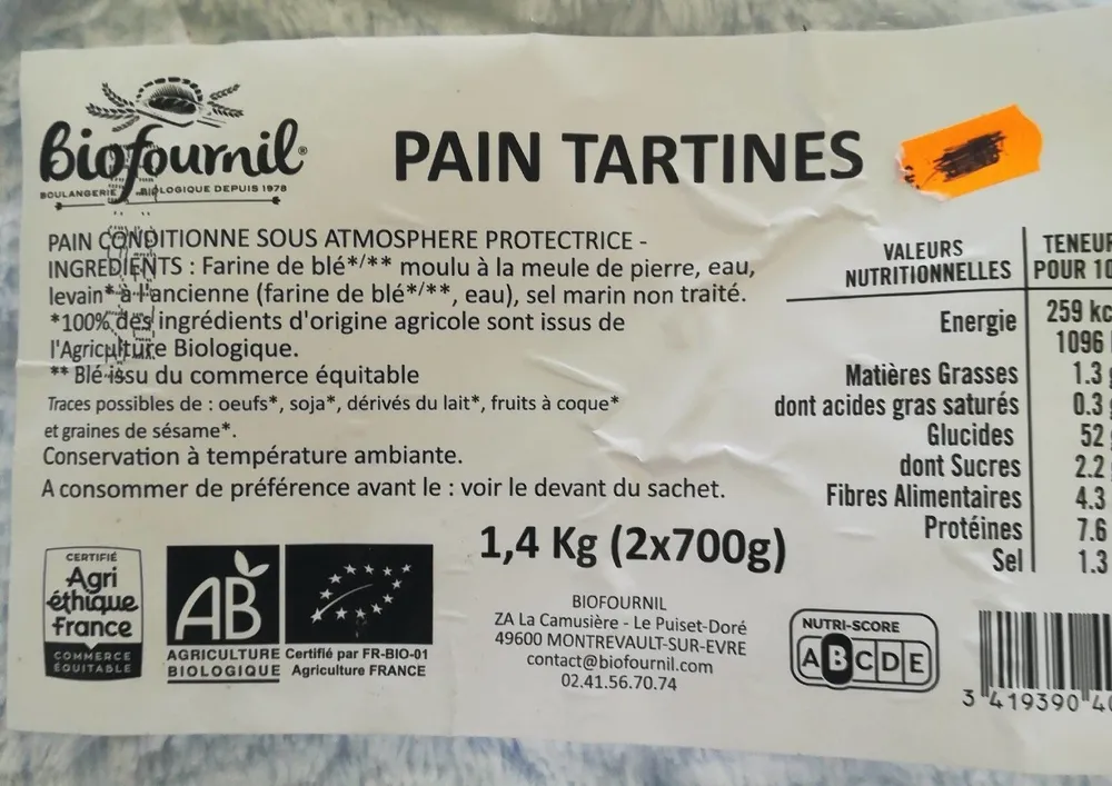 Pain tartines