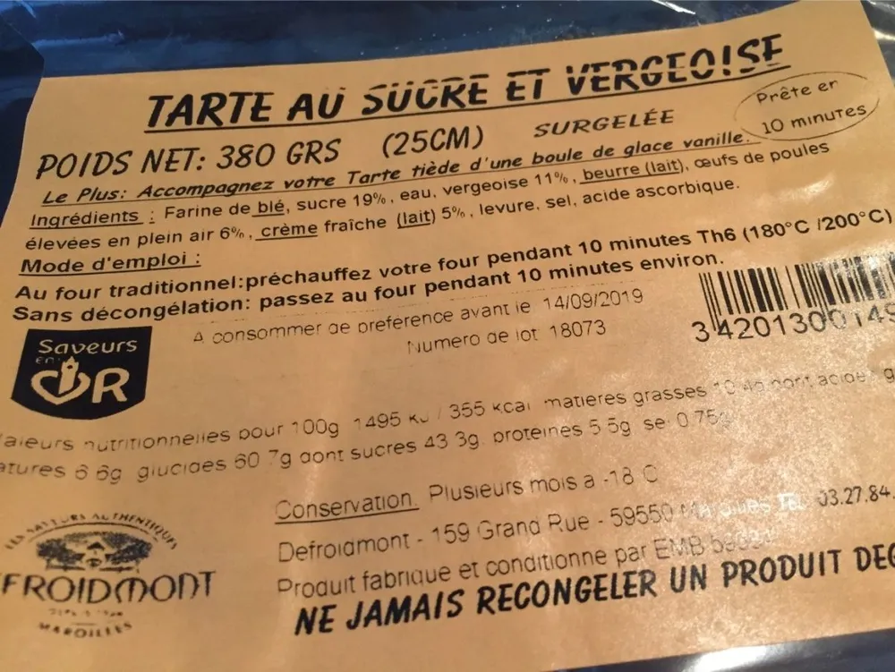 Tarte au Sucre et Vergeoise