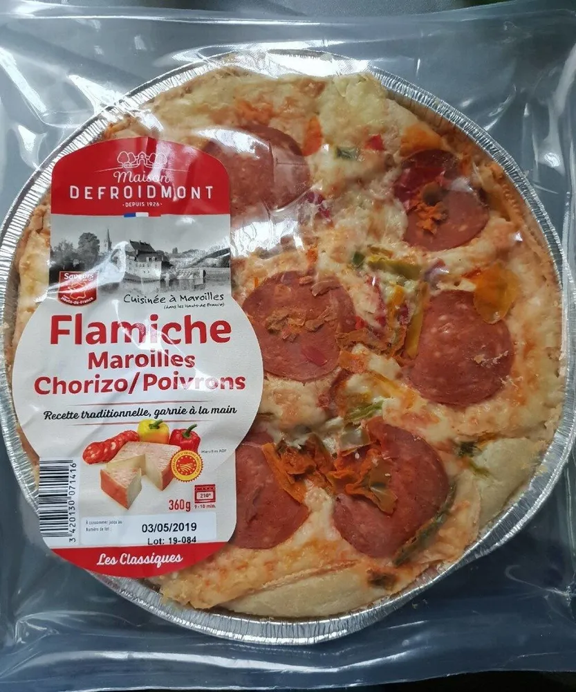 Flamiche maroilles chorizo poivrons