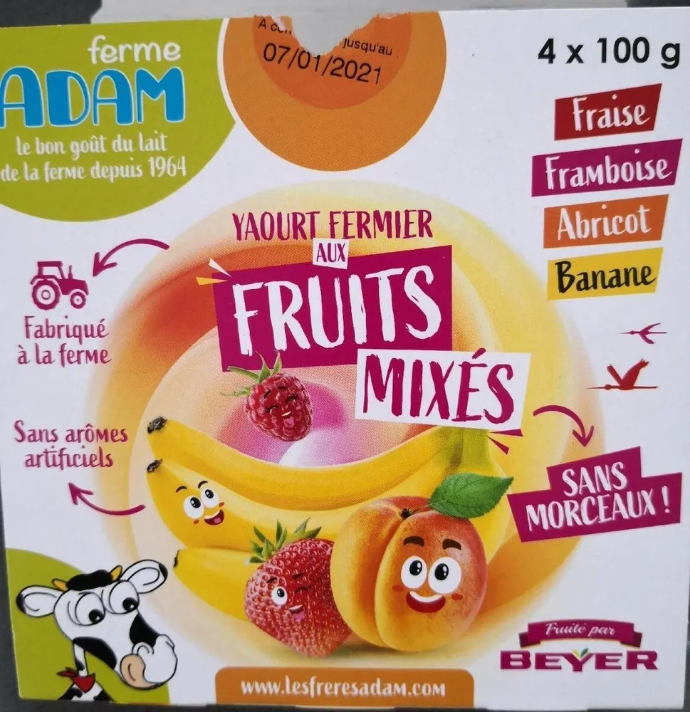 Yaourt fermier aux fruits mixés
