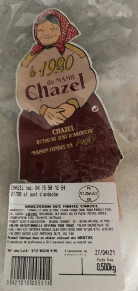 Saucisson sec mamie Chazel