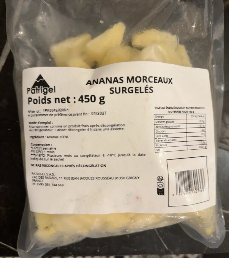 Ananas morceaux surgelés