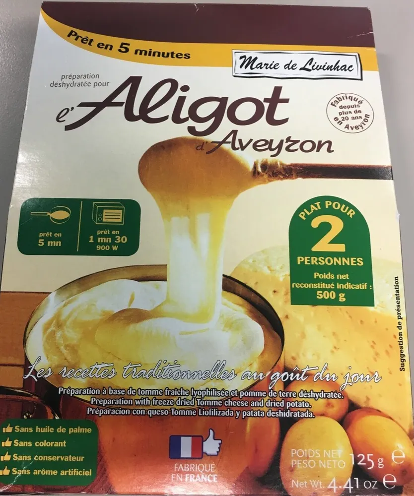 Préparation déshydratée pour l'Aligot d'Aveyron