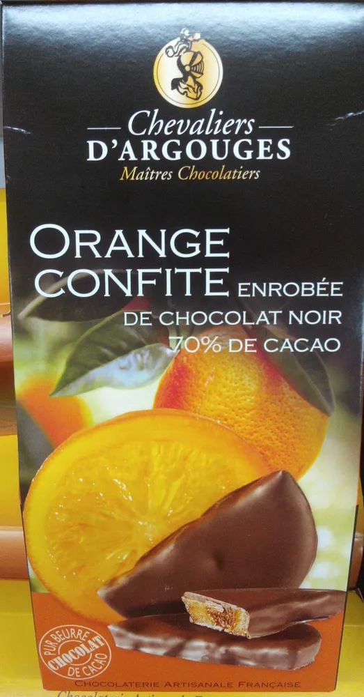Orange Confite enrobée de Chocolat Noir